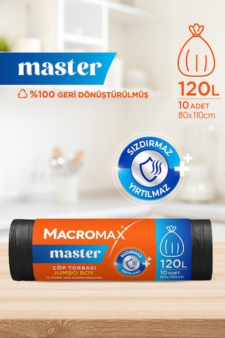 Macromax Master Çöp Torbası Jumbo Boy 10'lu X 4 Adet