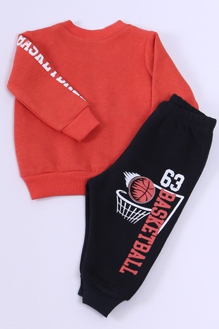 Hçm Erkek Bebek 3 İplik Eşofman Takımı Basketbol Baskılı A45 Kiremit