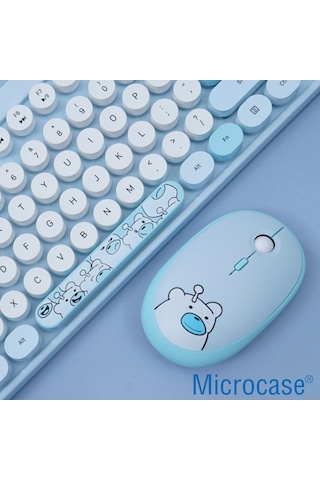 Geezer AL4186 Ayıcık Desenli Kablosuz Renkli Klavye + Mouse