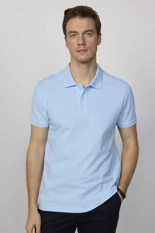 Tudors Erkek Slim Fit Dar Kesim Pamuklu Yumuşak Dokulu Serin Tutan Kumaş Düz Pike Mavi Polo Yaka Tişört-30768-Mavi