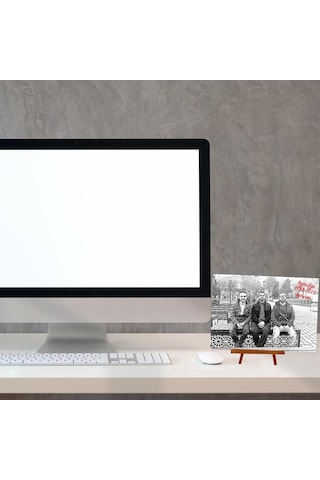 Kişiye Özel Karakalem Tasarımlı Dekoratif Ahşap İroka Ayaklı Çerçeve 2888