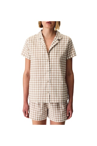 Penti Latte Beige Gingham Gömlek Şortlu Pijama Takımı