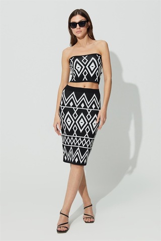 Sherin Siyah Ekru Geometrik Desenli Büstiyer SS23CT4658Sİ-SİYAH Siyah