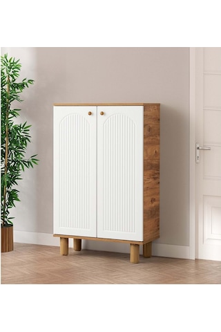 Mobilgen Beyaz - Ceviz Bohem Ayakkabılık Beyaz - Ceviz