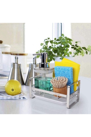 Wezone Stainless Steel Kitchen Sink Organizer: Silver Hanging Rack For Dish Cloths, Sponges - Faucet-mounted Storage Solution With Durable Design Gümüş