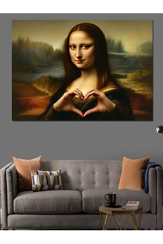 Mona Lisa Kalp Yapan Dekoratif Kanvas - Mdf Ahşap Tablo