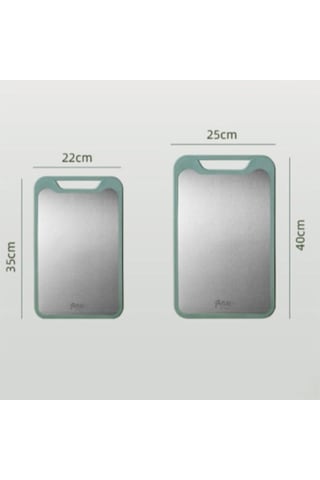 Moveevo 304 Çelik Yeşil Çift Taraflı Kesme Tahtası, 40x25cm Büyük Boy, Hamur Ve Sebze İçin Çok Amaçlı Kullanim Yeşil