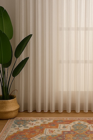 İtalyan Keten Tül Dökümlü Natural Ütü İstemez Tül Perde Salon Oturma Odası Yatak Odası Antre Gümüş
