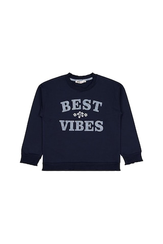 Civil Girls Best Vibes Nakışlı 6-9 Yaş Sweatshirt Lacivert