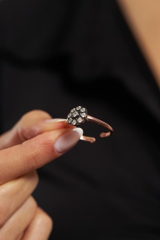 Roza Silver Zirkon Taşlı Rose Elmas Montür Ayarlanabilir Gümüş Yüzük