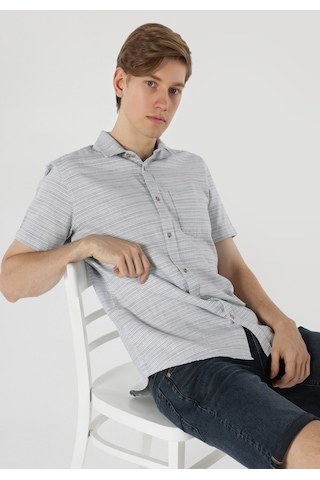 Colin's Colins Regular Fit Shirt Neck Çizgili Erkek Mavi Kısa Kol Gömlek Cl1061796 Q1.v1 Lbl Açik Mavi