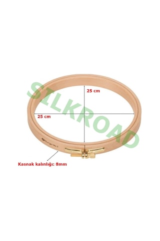 Nurge 8mm Vidalı Ağaç Kasnak - No:6 Nakış Kasnağı - 250mm - 8mm