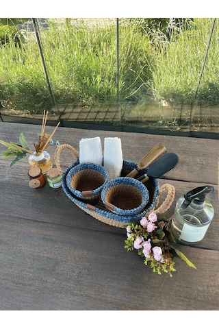 3'lü Düzenleyici Sepet Set Leke Tutmaz Mavi -natural Natural