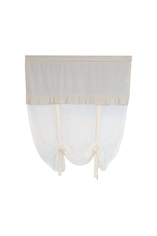 Naturel Potlu Tül Perde Retro Krem Fırfırlı Krem