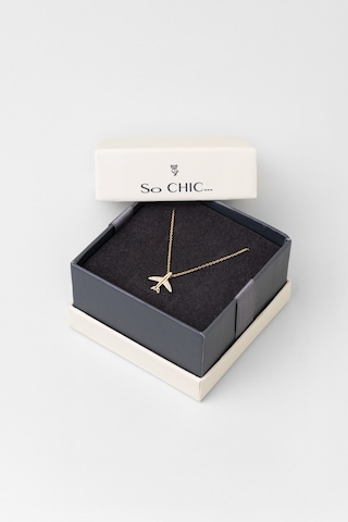So Chic Uçak Figürlü 18 Ayar Sarı Altın Kaplama 45 Cm Gümüş Minimal Kolye Sarı