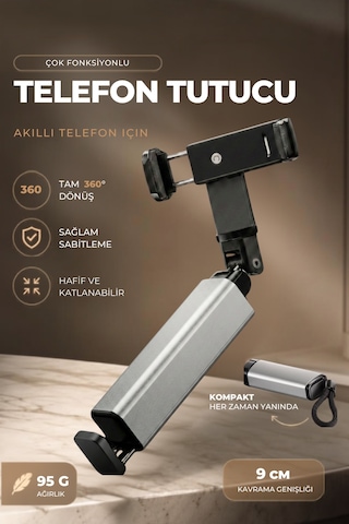 Katlanabilir Seyahat Tipi Telefon Tutucu 360 Döner Stand Masa Koltuk Uçak Mutfak Akrobat Tutacak