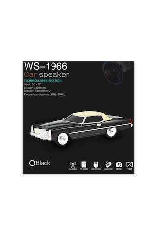 Cadillac Eldorado Nostaljik Araba Şeklinde Bluetooth Speaker Şarjlı Kablosuz Hoparlör