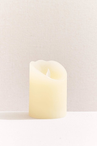 Pasabahce Silindir Led Mum 10x7.5 Cm - 1 Adet Krem