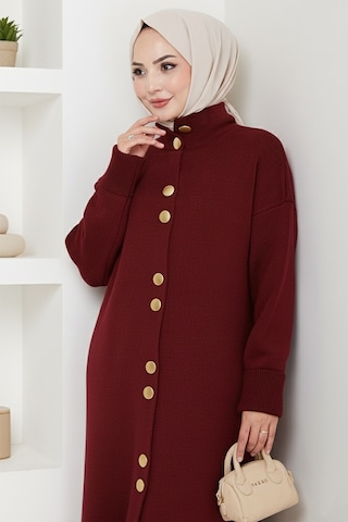 Reha Düğmeli Triko Hırka 1603 - Bordo Bordo