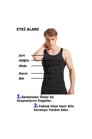 Sauna Suit Premium Erkek Korse Toparlayıcı Bel Göğüs Göbek 2 Beden Incelten Siyah
