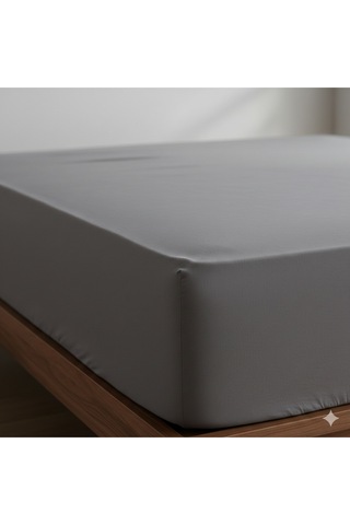 %100 Organik Pamuk Premium Lastikli Çarşaf Çift Kişilik 160x200+30 Dolmabahçe Serisi Antrasit