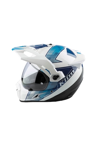 Klim Krios Pro Carbon Spectrum Adv Rally Motosiklet Kaskı Beyaz Mavi Beyaz / Mavi
