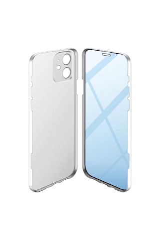 Apple iPhone Uyumlu 12 360 Derece Tam Kaplayan Cam Kapak Kılıf