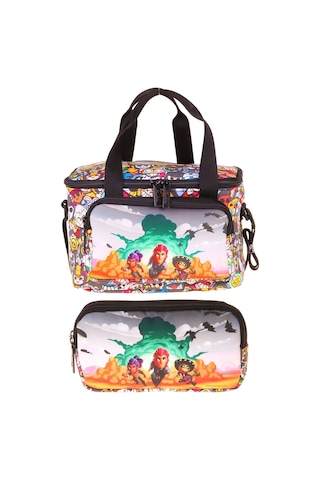 Kaukko Kids Erkek Çocuk Aviator Baskılı Siyah Thermo Beslenme Çantası Ve Kalemlik Seti - Setkk-l5425