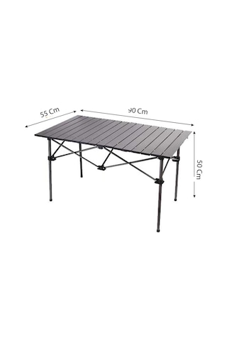 Sportaj Taşınabilir Kamp Masası Alüminyum Gövde Kolay Kurulum 90x55x50cm Siyah