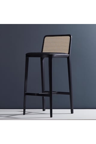 Martha Hazeranlı Ahşap Bar Sandalyesi Siyah