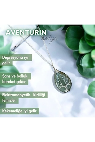 Aventurin Taşı Gerçek Doğal Taş Kolye Yeşil