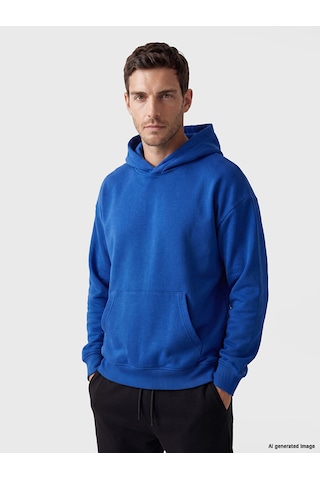 LC Waikiki Lc Waıkıkı Mavi Kanguru Cepli Erkek Hoodie
