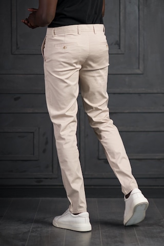 Perpant Slimfit Küçük Armürlü Yazlık Pamuklu Gabardin Pantolon Krem