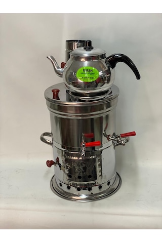 Çift Musluk Semaver Demlik ve Paket Odun 5Lt İç Demlik