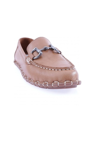Dgn 600-23y Kadin Dikiş Detayli Metal Tokali Loafer Ayakkabi 600-2109-R1755 Taba