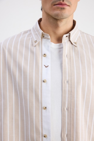 D'S Damat Ds Damat Comfort Bej Çizgili Gömlek 6hc02hd10304m