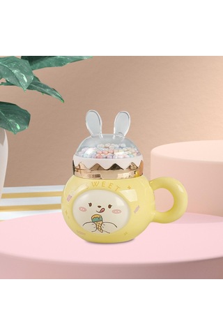Suntek Sevimli Tavşan Kahve Kupaları Kapaklı Ve Ev Partisi