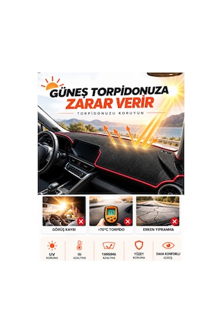 Fiat Doblo 2023-2026 Uyumlu Torpido Koruma, Torpido Örtüsü, Torpido Kılıfı - Siyah-kırmızı - Cı015