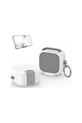 Samsung Galaxy Buds 4 Pro / Buds 4 İle Uyumlu Kılıf Standlı Kilitli Tpu Premium Matte Trip Case Beyaz