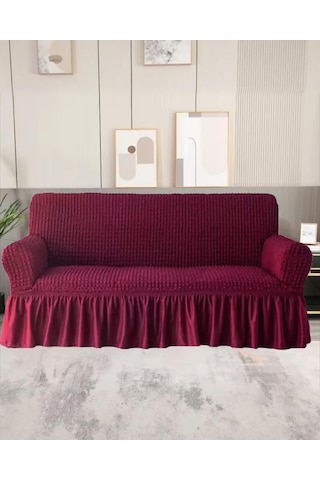 Upmall Bürümcük Koltuk Örtüsü Kanepe Örtüsü 3lü Bordo Bordo
