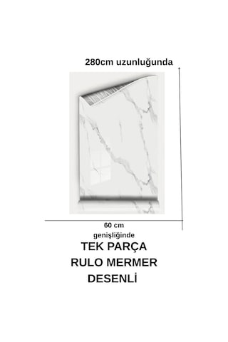 60cm X 280cm Tek Parça Rulo Shiny Beyaz Mermer Desenli Banvo Salon Wc Yapışkanlı Duvar Paneli Kağıdı