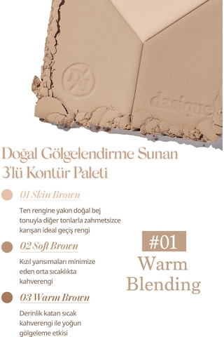 Dasique Doğal Gölgelendirme Sunan 3'lü Kontür Paleti V Cut Blending Shading 01 Warm Blending