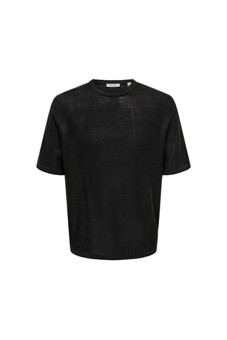 Only & Sons Onskalmar Rlx 12 Ss Crew Knıt Siyah Kazak - 22033561 Siyah