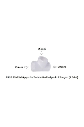 PİLSA 25x25x20 PPRC Su Tesisat Rediksiyonlu T Parçası (5 Adet)