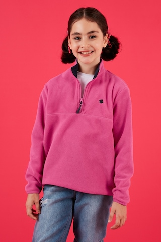 Lela Yumuşak Dokulu Fermuarlı Dik Yaka Şardonlu Kışlık Unisex Çocuk Polar 5905002 Fuşya