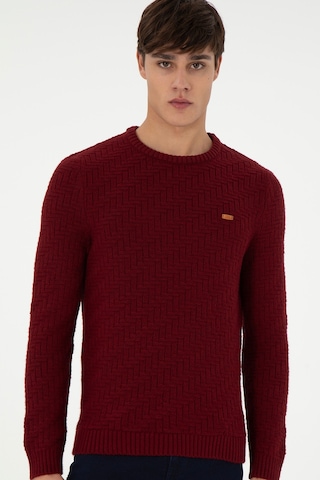 U.S. Polo Assn. Erkek Slim Fit Bisiklet Yaka Bordo Kazak 50297050-VR014