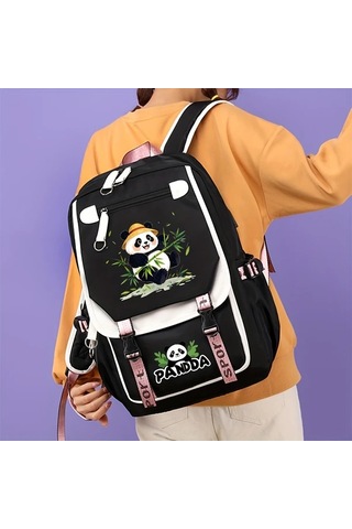 Dream011 Moda Yaratıcı Pembe Panda Desenli Tip A Sırt Çantası Büyük Kapasiteli Ayarlanabilir Askılı Günlük Kullanım İş Ve Seyahat İçin İdeal Pembe