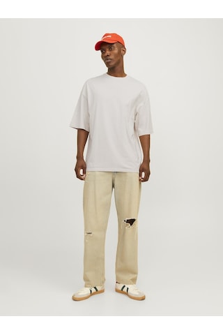 Jack & Jones Erkek Bisiklet Yaka Düz Renk Tisört - Charge - 12259975 Moonbeam Çok Renkli