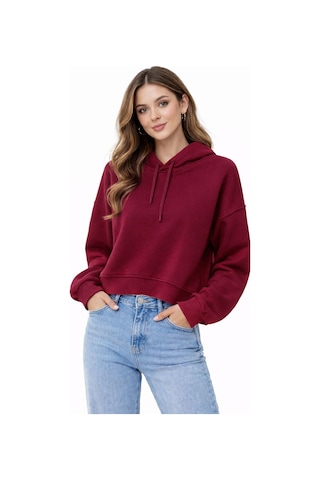 Bebuy Kapşonlu Sweatshirt Bordo