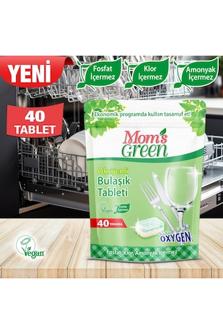 Mom's Green Oksijenli Bulaşık Makinesi Tableti 40 Tablet